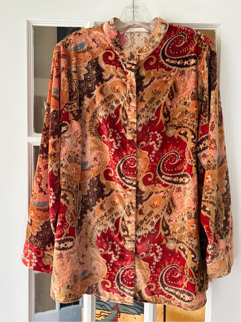 Soft Surroundings Velvet Paisley Button-Up Tunic Top 1X
